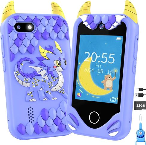 Kids Smart Phone for Girls Gifts - Toddler Christmas Birthday Gift for Age 3 4 5 6 Year Old, Kids Cell Phone Toy with Touchscreen, Dual Cameras, Learning, Music Player, Games with 32 GB Card in Saudi Arabia