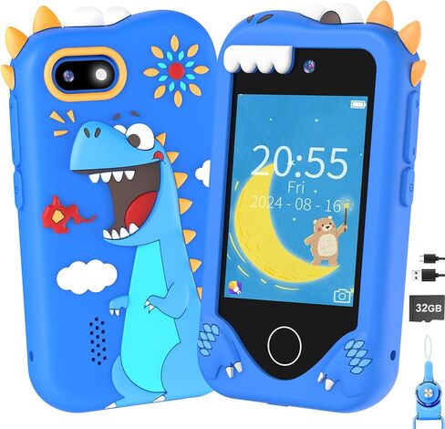 Kids Smart Phone for Girls Gifts - Toddler Christmas Birthday Gift for Age 3 4 5 6 Year Old, Kids Cell Phone Toy with Touchscreen, Dual Cameras, Learning, Music Player, Games with 32 GB Card in Saudi Arabia