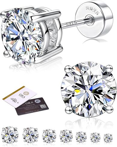 14kt Yellow Gold Plated Moissanite Stud Earrings with Flat Back,925 Sterling Silver Moissanite Earring for Women Men,Small Round Cut D Color VVS1 Lab Created Stud Earrings Hypoallergenic Jewelry Gift in Saudi Arabia