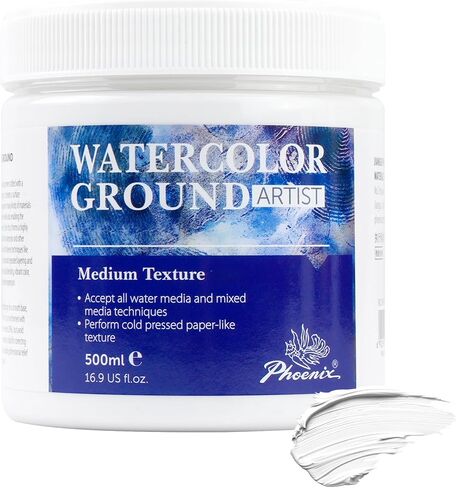PHOENIX Watercolor Ground for Canvas - 8.45 Fl Oz /250ml - Gesso Primer for Water Color Painting - Professional White Watercolor Medium for Water Based Paints in Saudi Arabia