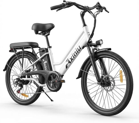 دراجة كهربائية 24 بوصة للبالغين ، تخطو عبر Ebike للنساء ، Peak 750W Motor 22mph ، 48V 20AH بطارية قابلة للإزالة تصل إلى 70 ميلًا ، و 7 سرعات تمتص الصدمات المزدوجة ، ودراجة City Cruiser Cluiter in Kuwait