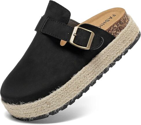 قباقيب من جلد الغزال من youermei للنساء - وسادة قدم مريحة من الفلين سهلة الارتداء مع إسفنج يحتفظ بالشكل ودعم للقوس - أحذية بطاطس مع إبزيم قابل للتعديل، بيج in Kuwait