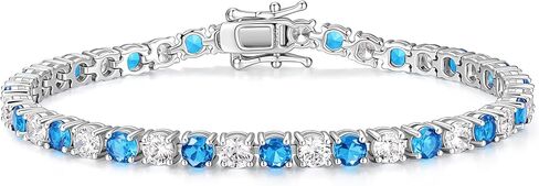 FANCIME Birthstone Tennis Bracelet, 14K Gold Plated Tennis Bracelets for Women, Fine Jewelry Wedding Bridal Prom Birthday Gift for Women Mom Wife, Length 7.5 Inch, Width 4mm in Kuwait