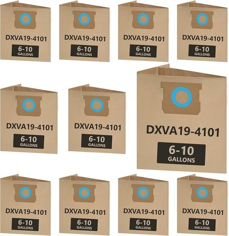 11 عبوة DXVA19-4104 أكياس مكنسة كهربائية لـ DEWALT سعة 5 إلى 8 جالون مكنسة كهربائية رطبة/جافة، أكياس مكنسة كهربائية للمتجر للاستعمال مرة واحدة، استبدال حقيبة تجميع الغبار: DXV05P، DXV05S، DXV06PL، DXV08S، DXV08SL، DXV08SA in Kuwait