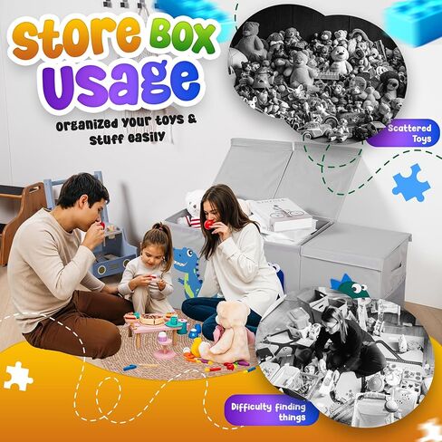 Extra Large Toys Box Toys Storage Organizer for Kids – 40"x13"x16" Collapsible Dinosaur Toy Box with 3 Lids Dividers and Side Mesh Pockets for Playroom Toy Storage in Saudi Arabia