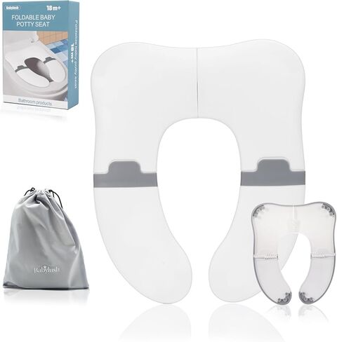 مقعد نونية محسّن للسفر للأطفال الصغار، مقاعد نونية تدريب محمولة مع ملاءة سيليكون مضادة للضغط وقاعدة مضادة للانزلاق، مقعد نونية قابل للطي يناسب معظم المراحيض، سهل التنظيف وحقيبة سفر مجانية. (رمادي) in Kuwait