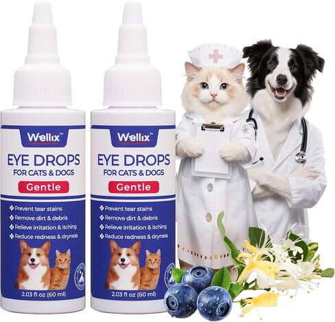 Wellix Dog & Cat Eye Pipes for Discors و Crust - Pet Eye Pipes Remover Tear Tail Comply للكلاب والقطط - مناديل تكييف الكلاب والقطط للعينين والتجاعيد - 110 تهم in Kuwait