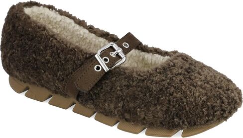 شبشب مسطح نسائي من MIA Kayti Faux Shearling Mary Jane، كريمي، مقاس 6 in Saudi Arabia