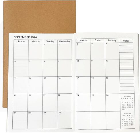 A5 Calendar Planner Jan 2026 - Dec 2027, Travelers Notebook Inserts for 2 Years, Monthly Calendar & Important Dates & Line & Dotted, 100gsm Paper, 8.3 x 5.5 in, 1pcs in Kuwait
