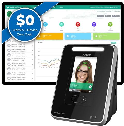 ساعة وقت ANVIZ للموظفين الأعمال الصغيرة - Forever Free Cloud Software - CX2 Phousprint Biometric Clock داخل وخارج آلة الحضور in Kuwait