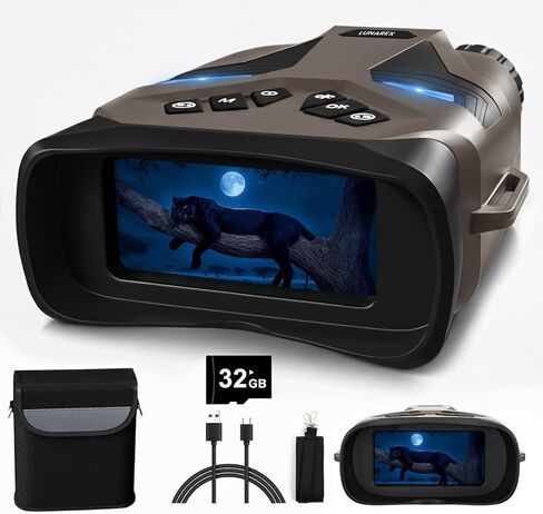 LUNAREX 4K Night Vision Goggles for Adults – Digital Night Vision Binoculars with 8X Zoom, 48MP Camera, 4000mAh Rechargeable Battery, 32GB TF Card, Infrared Night Vision Goggles for Hunting & Outdoor in Kuwait
