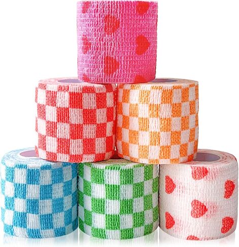 6 Pack 2 Inch x 5 Yards Paw Print Pet Vet Wrap for Dogs, Cats, Horses, Colorful Non-Woven Self-Adhesive Cohesive Bandage Rolls Set for Wound Care, Ankle Sprains, Swelling, and First Aid Protection in Saudi Arabia