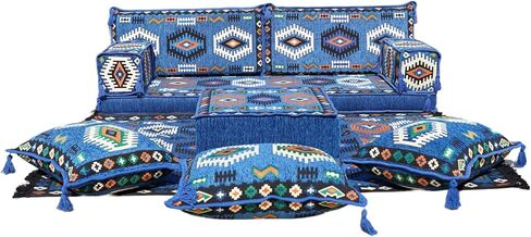 Arabic Floor Cushions, Modular Sofa, Ottoman Couch, Moroccan Floor Sofa, Arabic Jalsa, Sectional Sofa, Bench Cushions (4'' Thickness Sofa, Sofa Full Set, Burgundy) in Saudi Arabia