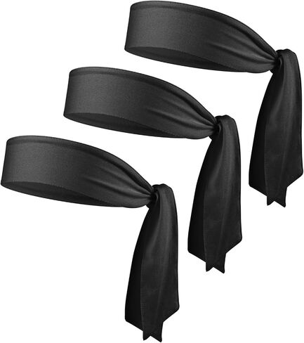 Headband Sports Sweatband, Mabor 3 Pack Adjustable Ninja Headband Karate Tie Back Sweat Wicking Head Band Head Ties for Men Women for Workout Basketball, Running, Tennis, Athletics in Saudi Arabia