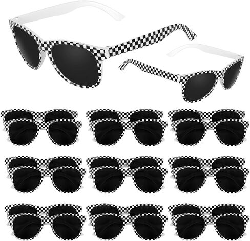 10/20 PCS RACE CAR نظارات شمسية من البلاستيك نظارة شمسية مسجلة أسود أبيض نظارة شمسية للسباق حفلة in Kuwait