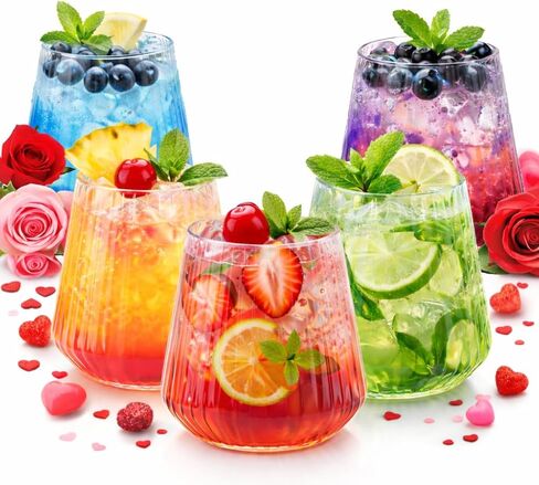 40 count Origami Ripple Unbreakable Stemless Plastic Wine Champagne Whiskey Glasses Elegant Durable Disposable Indoor Outdoor Ideal for Home, Office, Bars, Wedding, Ribbed 12 Ounce Cups (Clear) in Saudi Arabia