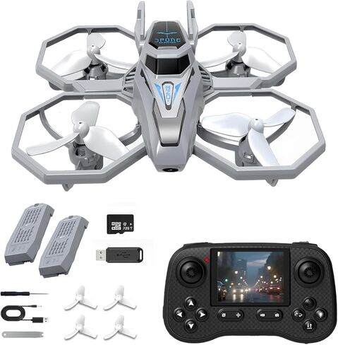 D79Pro FPV Drone with Screen Controller, Crossing drones, Altitude Hold, One Key Take Off/Landing, Active Obstacle Avoidance,360 Degree Flip, Two-batteries. (Black-2 batteries) in Saudi Arabia