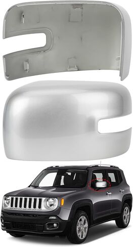 غطاء مرآة جانبية للركاب بديل لسيارة Jeep Renegade 2015 2016 2017 2018 2019 - أغطية مرايا الجانب الأيمن، ملحقات غطاء مرايا الرؤية الخلفية مع مصباح، مزخرف in Kuwait