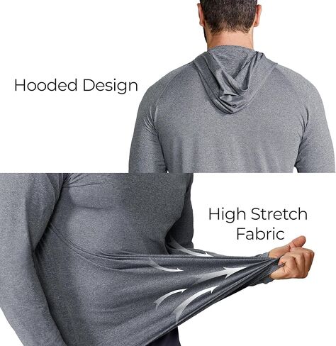 Keisimimo Men's UPF 50+ Sun Protection Hoodie Shirts Long Sleeve Rash Guard Quick Dry UV SPF Fishing Hiking Shirts in Saudi Arabia