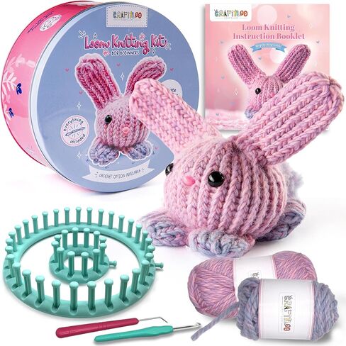 CRAFTILOO Knitting Kit for Kids – Beginner Knitting Kit to Make a Hat & Cat – Quick Knit Loom Kit with Yarn, Tools & Instructions – Knitting for Beginners Kit for Girls & Boys Ages 8+ in Saudi Arabia