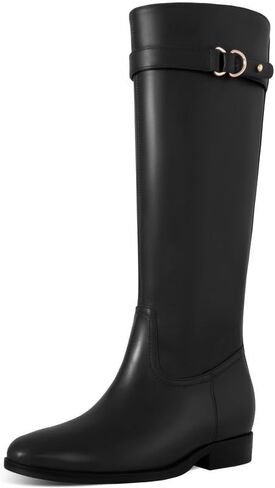 المرأة أحذية مسطحة الركبة عالية جولة تو كعب منخفض مريح الجانب سستة طويل طويل الخريف أحذية ركوب الخيل للنساء in Kuwait