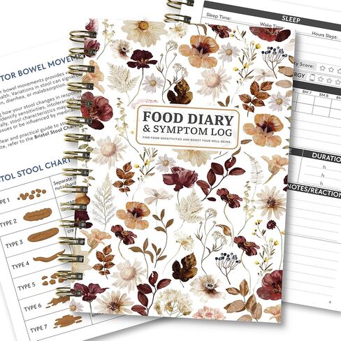 HAMIEW Food Diary and Symptom Log Book for Tracking Meals, Bowel Movements, Sleep, Reactions - Bristol Stool Chart, Notebook Journal for Low FODMAP, IBS, Allergies, Intolerance - Keto, Paleo, Whole30 in Saudi Arabia