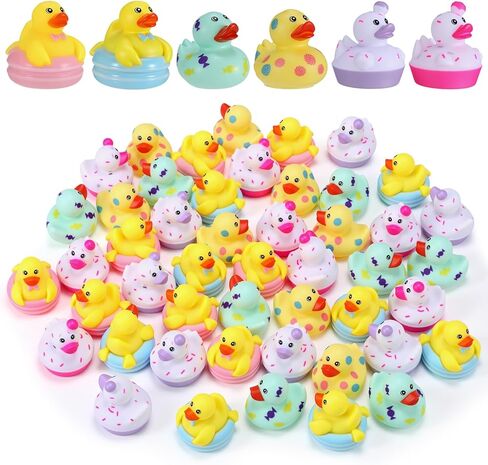 Vinsot 12 Pieces Christmas Rubber Ducks Bulk Mini Christmas Bath Toys Snowflake Santa Hat Candy Cane Christmas Tree Print Ducks Xmas Rubber Duckies for Bath (Colorful) in Saudi Arabia