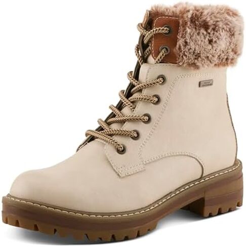 PATRIZIA CANARIO Women’s Winter Boot – Water-Resistant Faux Leather Ankle Boot with Faux Fur Lining & Lug Sole in Saudi Arabia