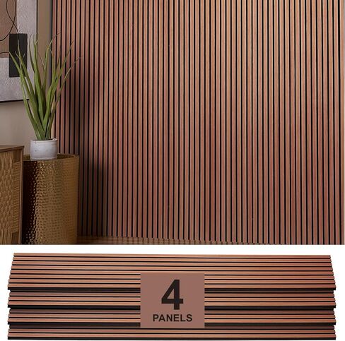Wood Panels for Wall - Oak Acoustic Wall Panels - 4PK Wall Wood Panels - 94.49" x 12 - Soundproof Wall Panels for Decor - Acoustic Slat Wood Wall Panels for Interior Decoration of Walls (Oak) (Oak) in Saudi Arabia