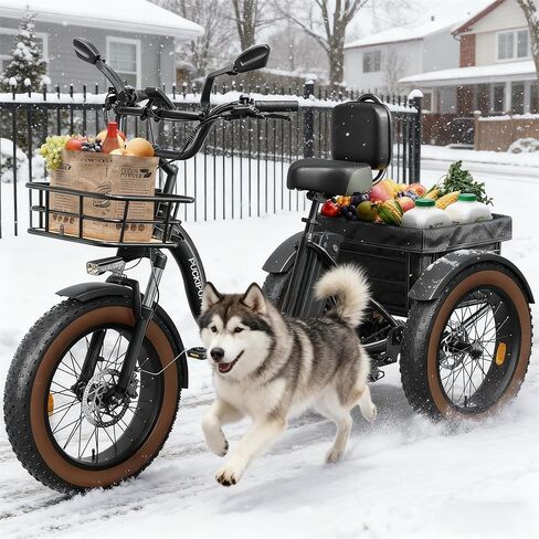 Electric Tricycle for Adults, 960W, 48V13.5Ah Electric Trike, 20"x4.0" 6061 Aluminum Folding Fat Tire 3 Wheel Ebike, 25MPH Max Hydraulic Brake, Rear Motor Differential for Safety BL in Kuwait