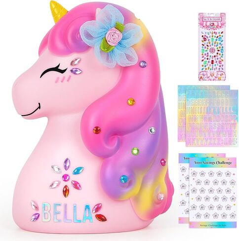 MHJY Piggy Bank Unicorn Money Bank Bank غير القابل للكسر مع ملصقات DIY ديكور المنزل للأطفال in Kuwait