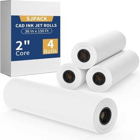 Wide Format Paper Roll,36" x 150 ft Plotter Paper with 2 Inch Core for CAD and Inkjet Printing Premium Bond Papers for Engineering Architectural and Maps（2 roll） in Saudi Arabia