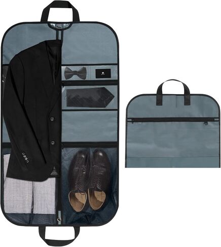 pack all 43" Premium Gusseted Travel Garment Bag, Heavy Duty Hanging Suit Bag, Foldable Dress Bag for Closet Storage, Suit Cover Protector for Clothes Shirts Dresses Coats(Grey) in Kuwait