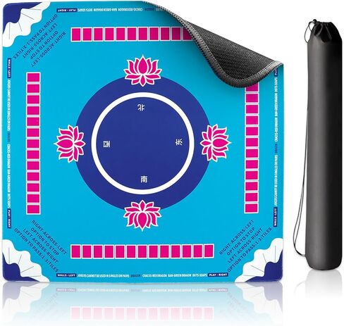 Mahjong Mat مع القواعد - 31.5 × 31.5 بوصة Neoprene Mahjong Table Mat لمجموعة Mahjong Tile Set & Poker Games ، مكافحة الضوضاء. in Kuwait