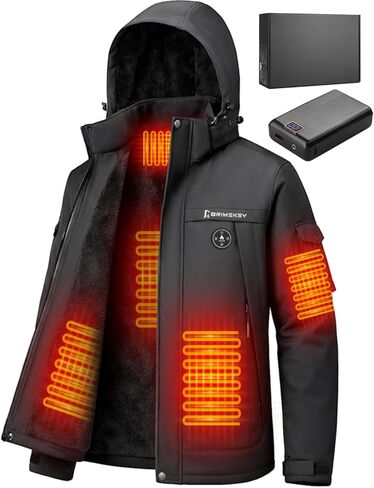 Heated Jacket for Men with Fleece Lining 20000mAh Battery Windproof Waterproof Mens Heated Jacket 2025 Upgrade in Kuwait