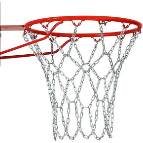 شبكة سلسلة كرة السلة من الفولاذ المقاوم للصدأ 304 - شبكة معدنية شديدة التحمل ومقاومة للصدأ، بديل عالمي لأطواق كرة السلة الخارجية 12 حلقة تناسب الحواف القياسية مقاس 48 سم in Kuwait