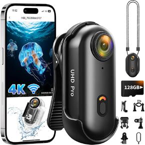 كاميرا الحركة 4K، 2025 ترقية كاميرا الجسم WiFi POV، كاميرا Snap بحجم الإبهام مع حافظة مقاومة للماء، كاميرا Snapcam رياضية يمكن ارتداؤها، كاميرا جسم صغيرة للمشي وصيد الأسماك وركوب الدراجات وركوب الخيل in Kuwait