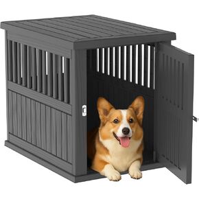 Drato Dog Crate Furniture And Table Table Stand Stand Fature مع مزلاج قابل للقفل للكلاب الصغيرة إلى الكبيرة من الكلاب الجانبية ، الكلاب الحديثة في داخلي (بني فاتح ، صغير الحجم (29.65 * 21.3 * 25.28)) in Kuwait