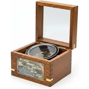 Personalised Brass Gimbal Compass with Custom Engraving – Vintage Style Compass in Wooden Box – Gift for Son, Grandson, Dad – Graduation, Retirement, Baptism, Birthday Keepsake for Him in Saudi Arabia