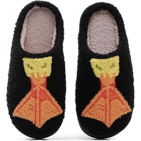 Embroidered Womens Mens Slippers Puffy Soft Comfortable Non Slip Slides Winter Indoor Flat Warm House Slippers in Kuwait