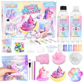 Taba Squishy Maker Kit ، اصنع سحقك الخاص Unicorn & Cat Paw مع السيليكون والقوالب ، و Diy Leaff Leaff Toyes For Kids Party Gifts in Kuwait