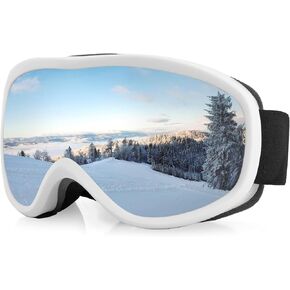 نظارات VINTEAM للتزلج OTG بإطار أسود وعدسة حمراء - فوق النظارات نظارات على الجليد بعدسة مزدوجة مضادة للضباب، حماية من الأشعة فوق البنفسجية 400، إطار TPU مقاوم للصدمات للتزلج والتزحلق على الجليد وجميع الظروف in Kuwait