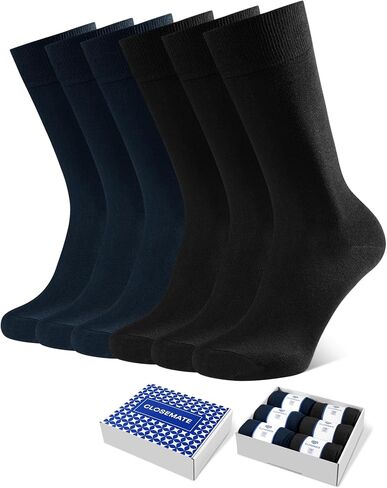 Closemate Mens Dress Socks 6 Pairs Combed Cotton Classic Solid & Patterned Crew Socks Soft Calf Socks in Saudi Arabia