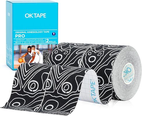 شريط علم الحركة OK TAPE PRO، شريط قطع حر بطول 5.08 سم × لفة طويلة بطول 16 قدم، شريط رياضي مرن علاجي خالٍ من اللاتكس، بيج + بيج in Saudi Arabia