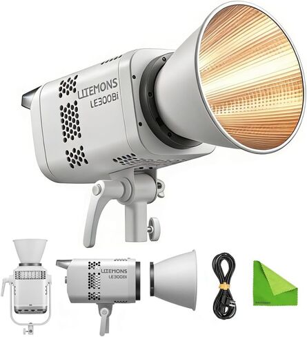 Godox Litemons LE300Bi 320W Bi-Color LED Video Light, 2800K-6500K, 58900Lux@1M, Portable Bowens Mount, NFC & Bluetooth APP Control (White) in Saudi Arabia