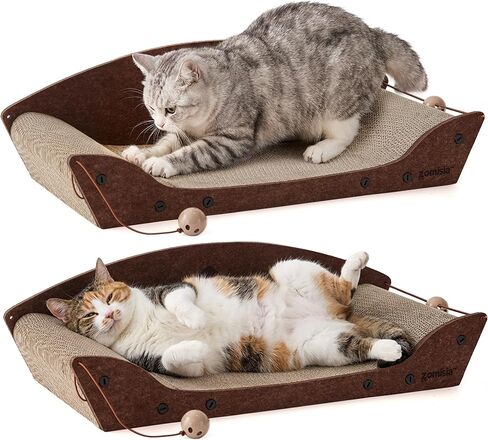 سرير Cat Scratcher - 26 '' لوحة خدش من الورق المقوى للقطط الداخلية ، وأريكة خدش التسكع العظمي مع النعناع الريبي والأجراس in Kuwait