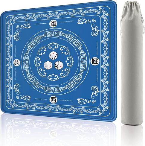 Mahjong Mat - تصميم أنيقة القوس والدانتيل ، قاعدة مطاطية لخفض الضوضاء ، 32.4 × 32.4 بوصة اللون الوردي الناعم ، لألعاب Mahjong/Poker/لوح للنساء/الأم/الابنة in Kuwait