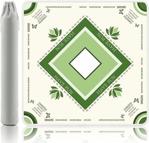 Mahjong Mat - تصميم أنيقة القوس والدانتيل ، قاعدة مطاطية لخفض الضوضاء ، 32.4 × 32.4 بوصة اللون الوردي الناعم ، لألعاب Mahjong/Poker/لوح للنساء/الأم/الابنة in Kuwait