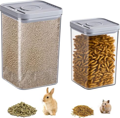 3.8lbs Cat Food Container, Cat Treat Container with Airtight Lid, Dog Treat Jars for Kitchen Counter with Measuring Cup & bowl, Portable Cats Dog Kibble Dispenser Storage for Kibble & Treats, White in Kuwait