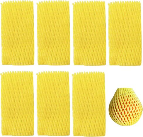 50 Pieces Fruit Protection Bags Foam Mesh Keep Safe Mesh Sleeves for Large Supermarkets, Fruit Shops (Yellow-10x6cm) in Saudi Arabia
